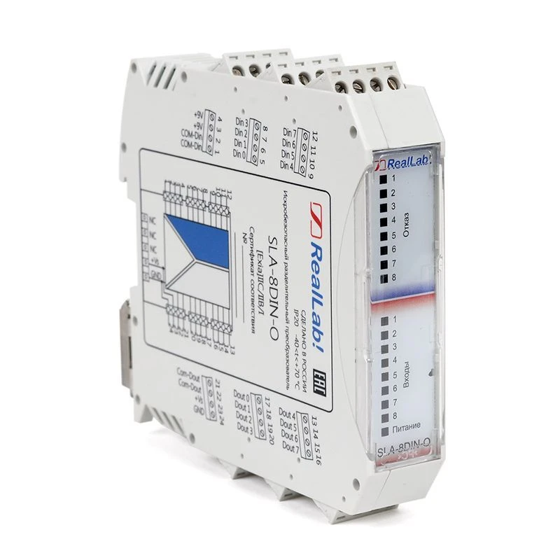 SLA-8DIN-O Intrinsically safe NAMUR binary signal divider converter with open drain outputs