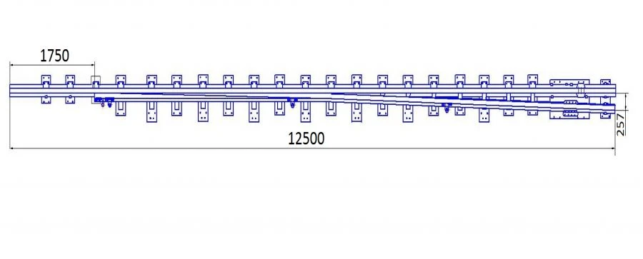 Main track frame rail with shank of project 2802.01.000
