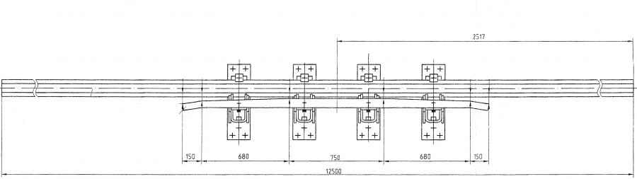 Cross rail with counter rail of P50 type 1/6 grade 1581.08.000/01 project 1581.08.000/01