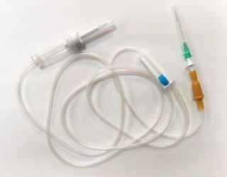 Polymer device for infusion of blood substitutes and infusion solutions of single use sterile with tip tee