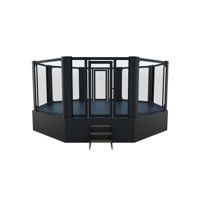 Octagonal cage for mixed martial arts (octagon) on the platform