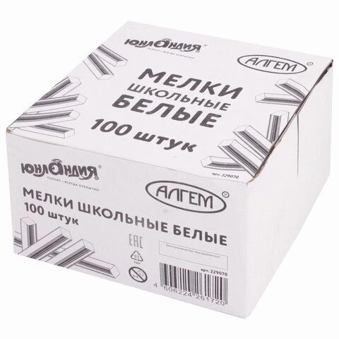 White chalk UNLANDIA (Algem+), natural, set of 100 pieces, square