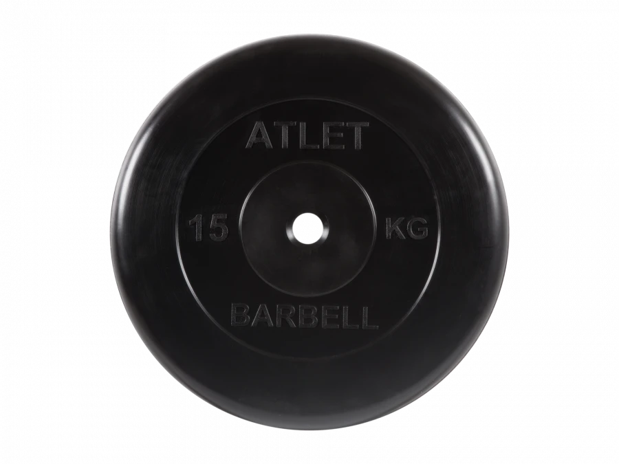 MB-AtletB31-15 Athlete rubber disc, black, 31 mm, 15 kg
