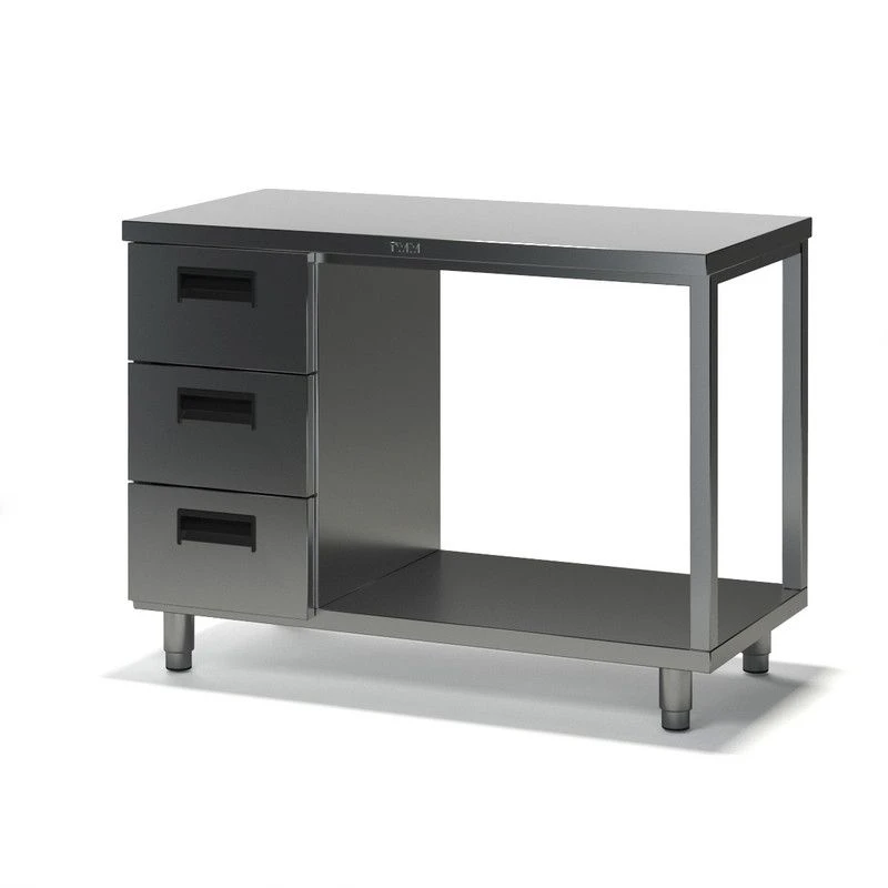 Table pedestal SVD-1 with drawers (stainless steel), without edge
