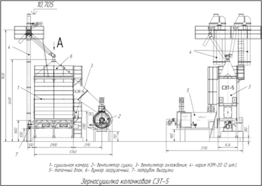 Stationary column grain dryer model SZT-5