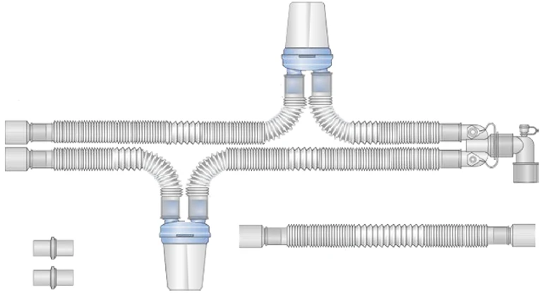 Respiratory devices for joint use with anaesthetic and resuscitation equipment, version: p