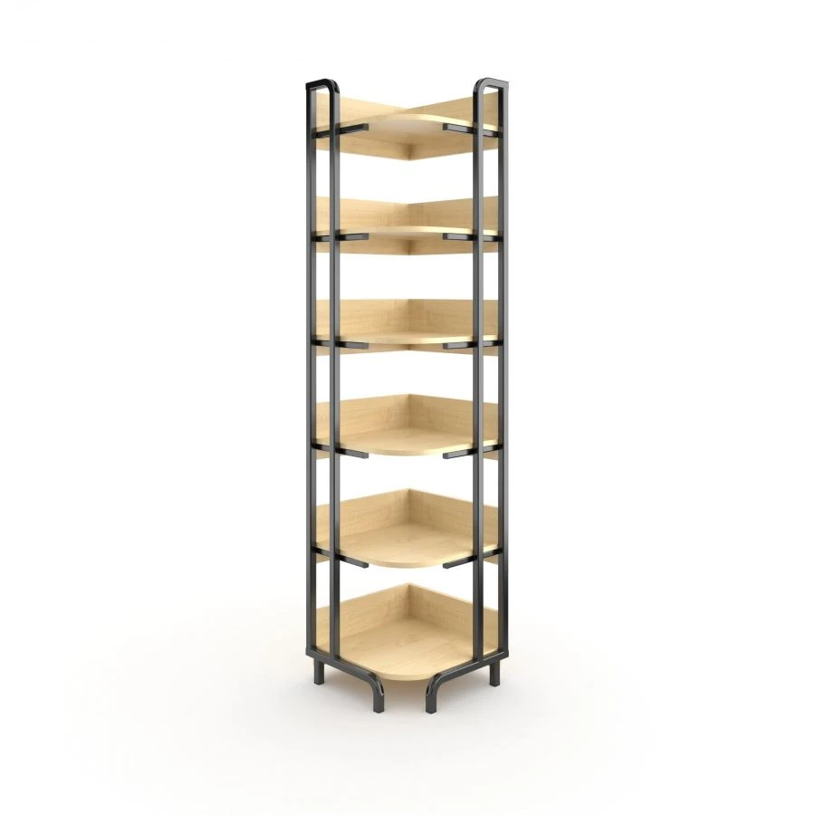 Library corner shelving unit
