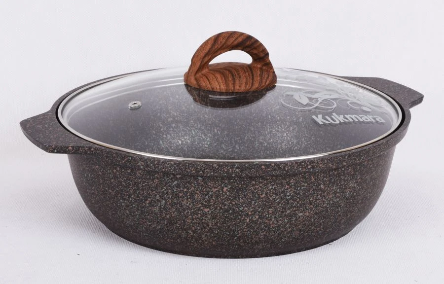 Cast aluminium 3L roasting pan (with non-stick coating) Kukmara TM, with glass lid, "Granit ultra" line