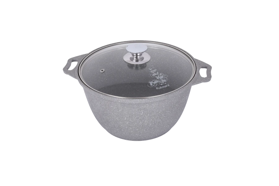 Cast aluminium 1L saucepan (with non-stick coating) Kukmara TM, with glass lid, "Marble" line