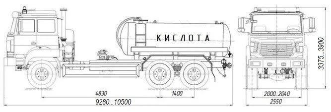 Acid tanker truck ???-10 4680L2-60 on URAL 4320-4971-78, 4320-4971-80, 4320-4971-82 chassis