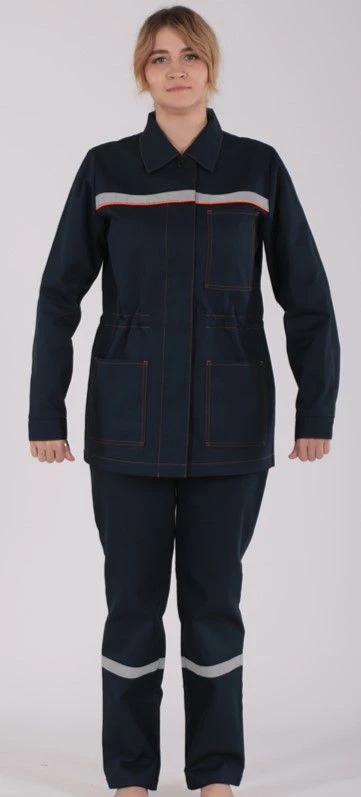 Special women's clothing for protection against general industrial pollution and mechanical effects (abrasion) made of cotton-po