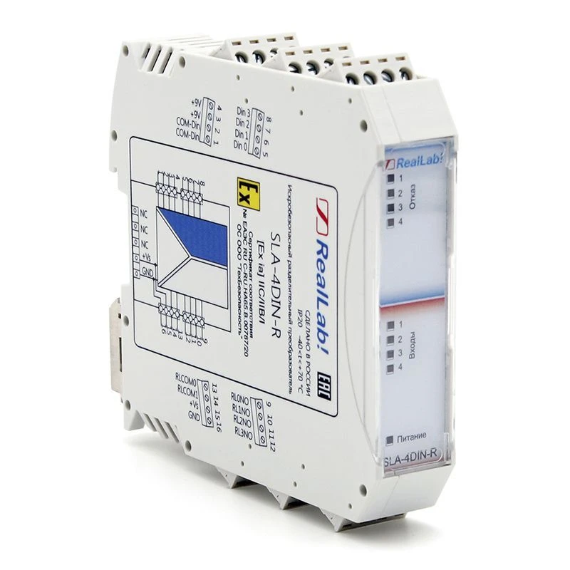 SLA-4DIN-R Intrinsically safe NAMUR binary signal divider converter with relay outputs