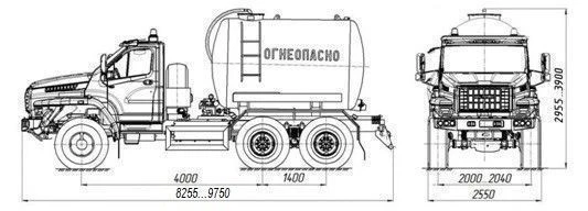 Tank truck for oil and gas condensate collection AKN/AKNS 4680M4 on URAL chassis 5557-6151-70, 5557-6151-72, 5557-6151-74.