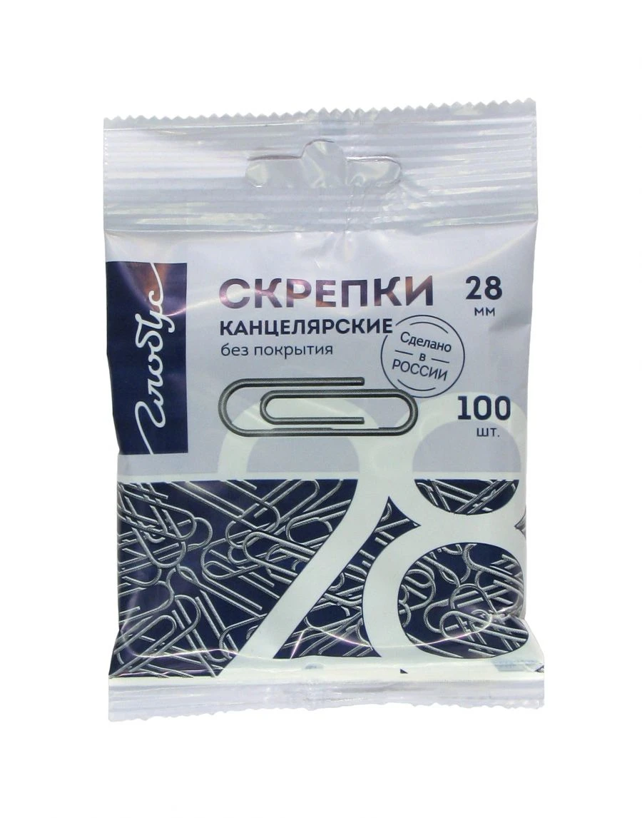 Paper clips 28 mm 100 pcs. uncoated, Eurosuspended bag