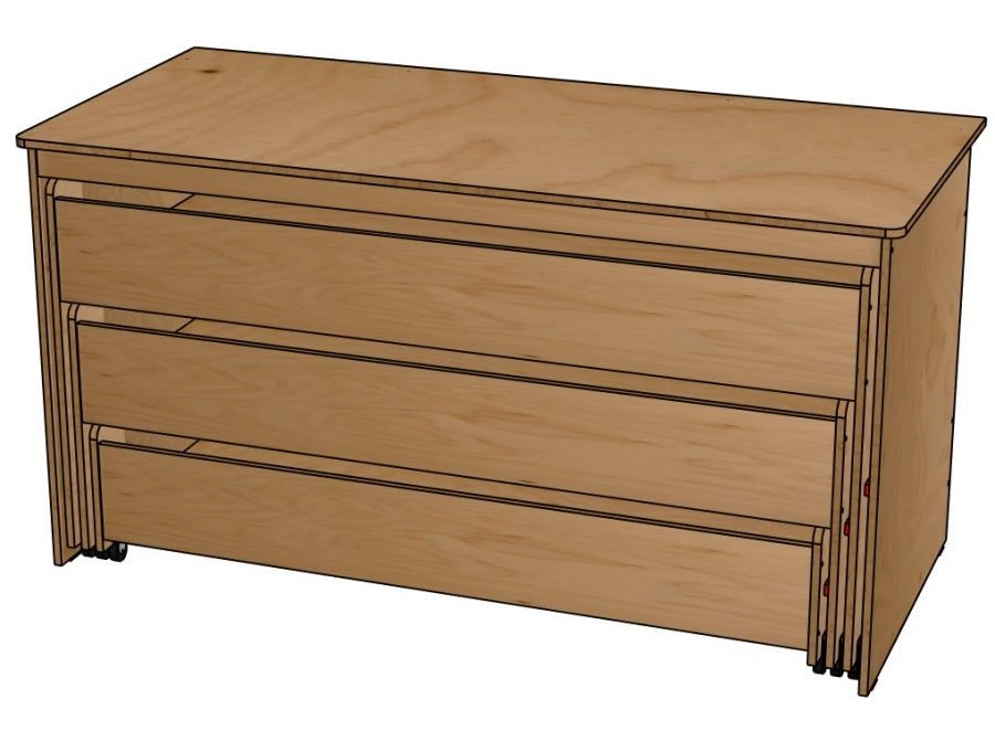 Plywood 3-drawer bed (with drawer)/ K17