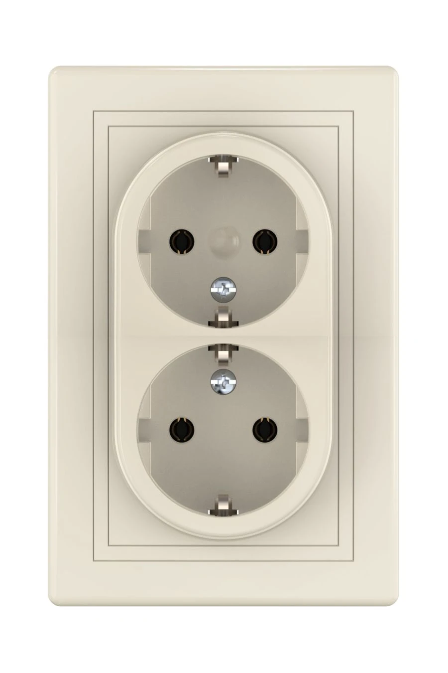 CADUCEUS ALING PRESTIGE flush-mounted double earthed socket without blinds with plastic base 16A, 250V~, beige,