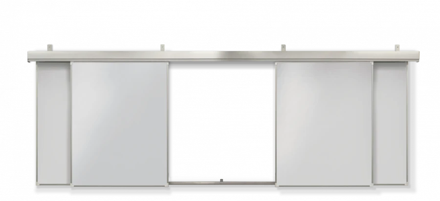Rail system of sliding audit boards of magnetic marker-chalk boards "Segment"