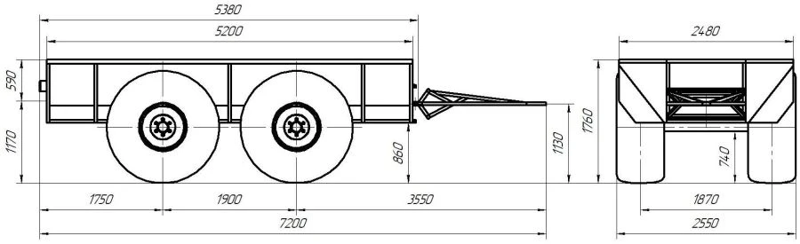 Trailer to snowmobiler "Predator" P25-160