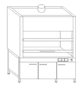 Metal fume cupboard with built-in drawers ??-7(m)