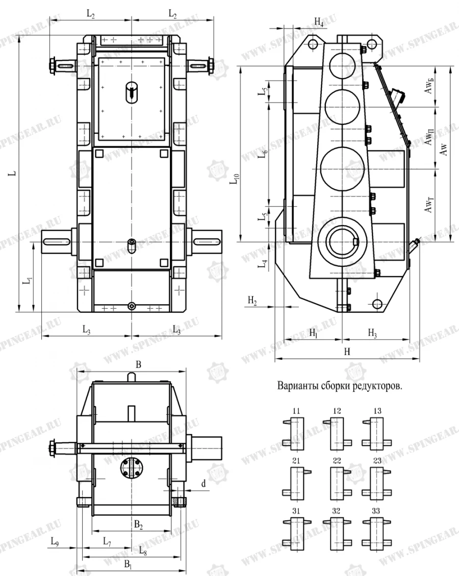Vertical crane gearbox VKU-950SPSh