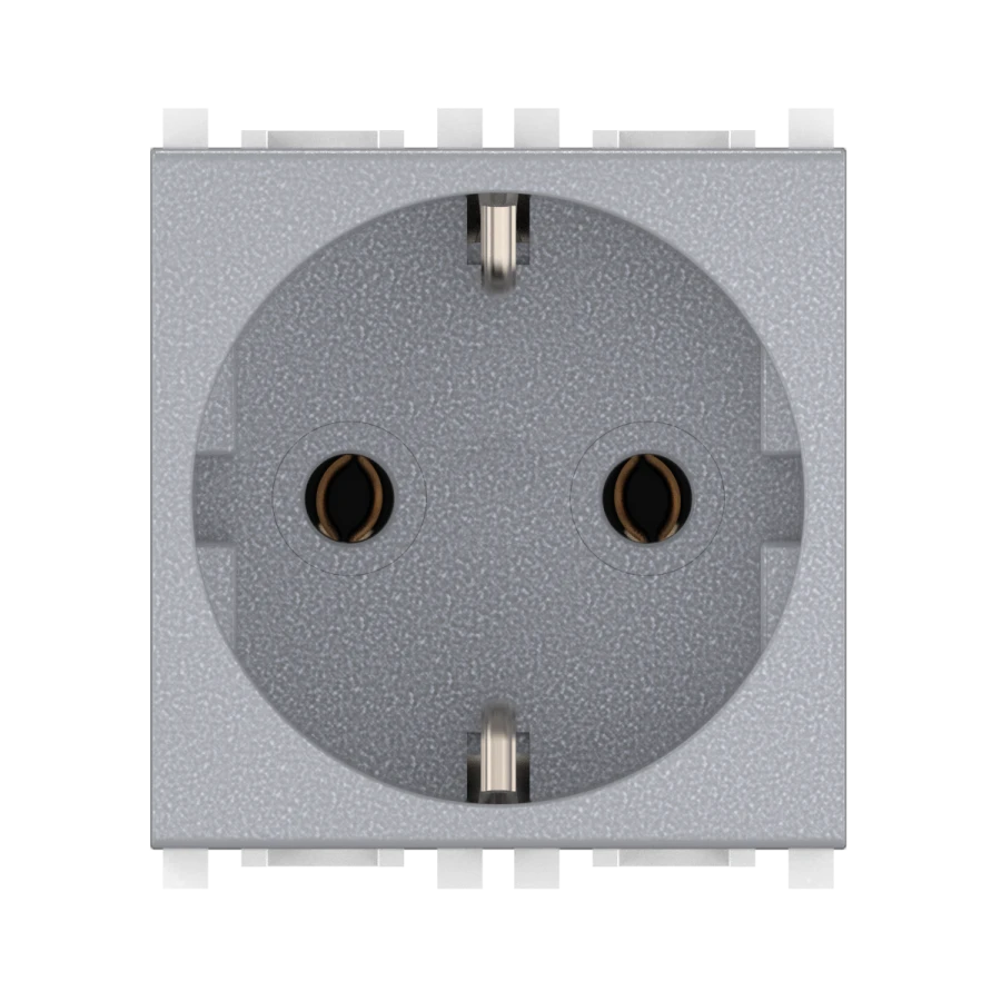 CADUCEUS ALING Experience Flush-mounted socket outlet with earthing switch without centre screw 16A, 250V~, 2M, silver,