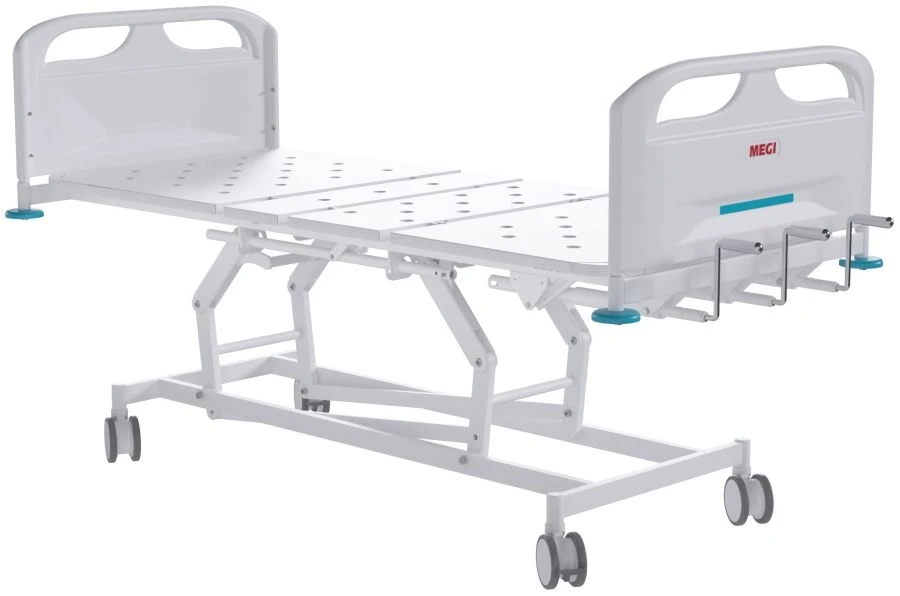 MEGI Spin 2 Medical functional bed with mechanical height adjustment (screw mechanism), plastic backrests,