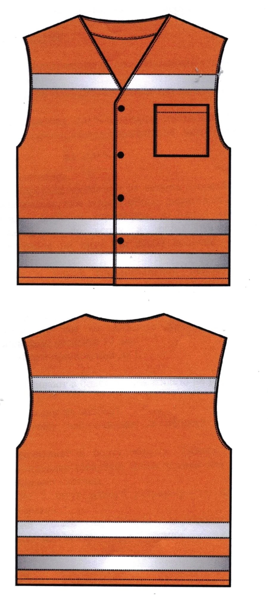 Women's high-visibility signal waistcoat of polyester fluorescent fabrics with oil-repellent finish. Model: C1