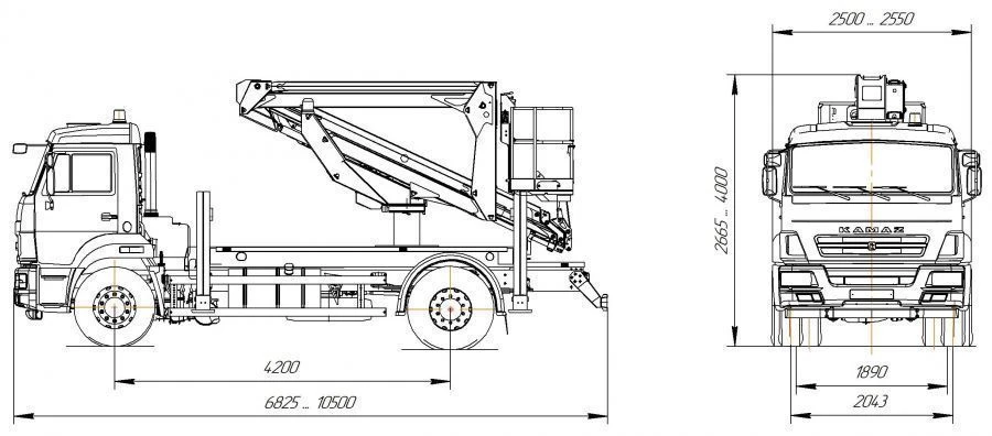 Means of transport equipped with lifts with working platforms R180T,VA180T Velmash-S type 57510 modifications: 57580N on the bas