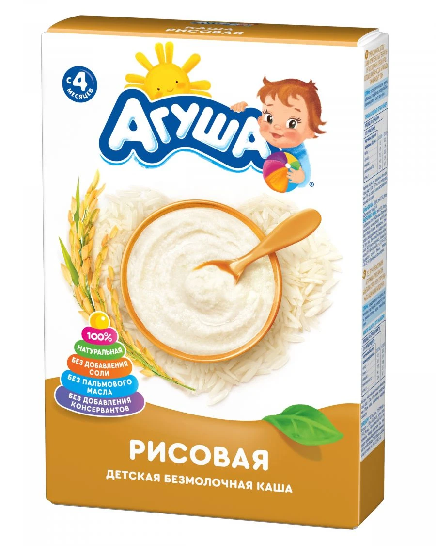 Dairy-free quick-soluble rice porridge with prebiotic substances, t.zn. "Agusha", 200 g