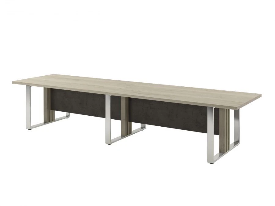Negotiating table on metal supports.
