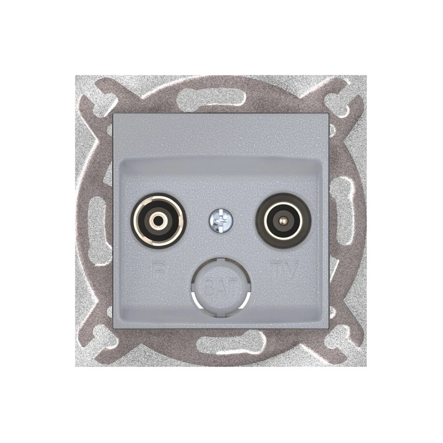 CADUCEUS ALING PRESTIGE Flush-mounted antenna TV/FM end socket, silver, art. no. 6012Z.S (mechanism). 6012Z.S (mechanism)