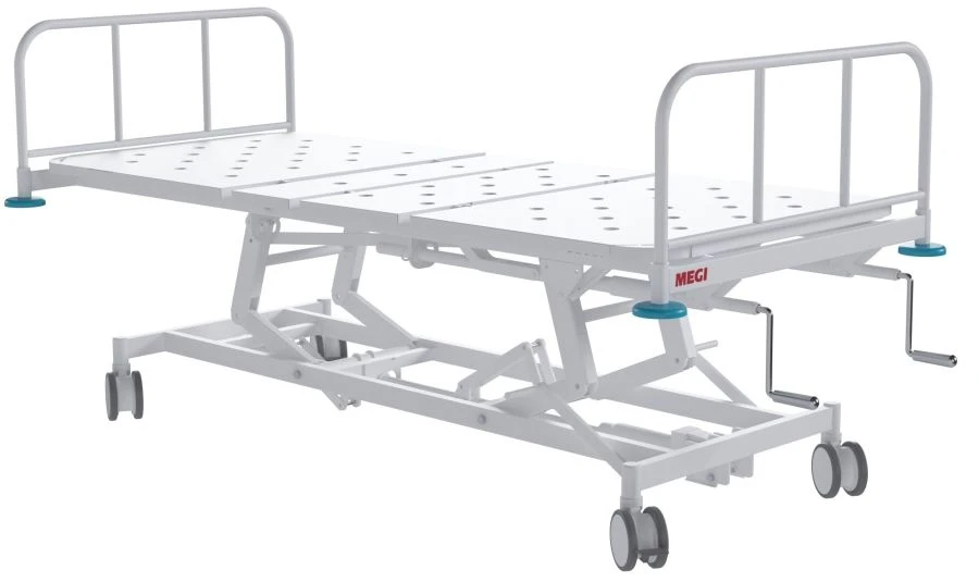 MEGI Fonda 1 Medical functional bed with hydraulic height adjustment, metal backrests, steel bed.
