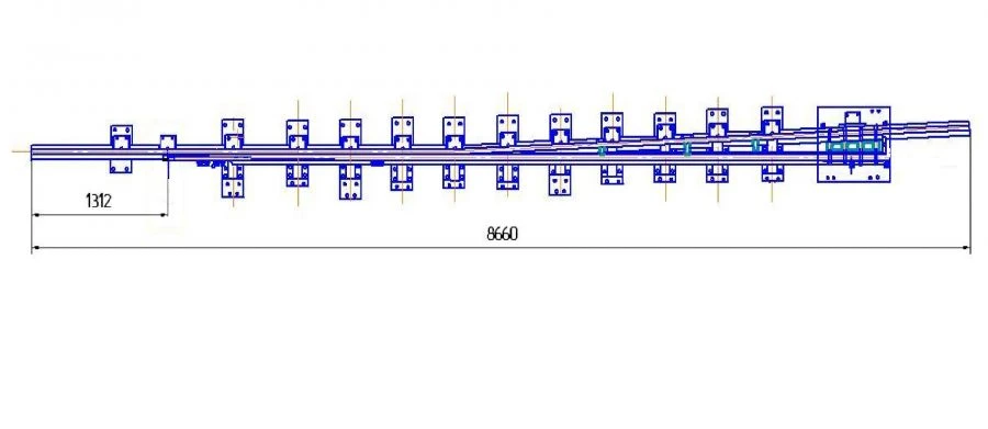 Curve frame rail of P65 type with straight shank of project 1580.01.020-01