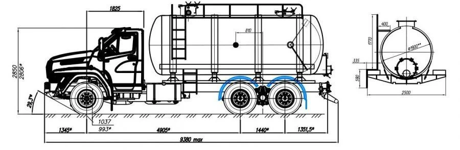 Oil and gas condensate collection tanker AKN/AKNS 4671R1-30 on chassis Ural 73945-01