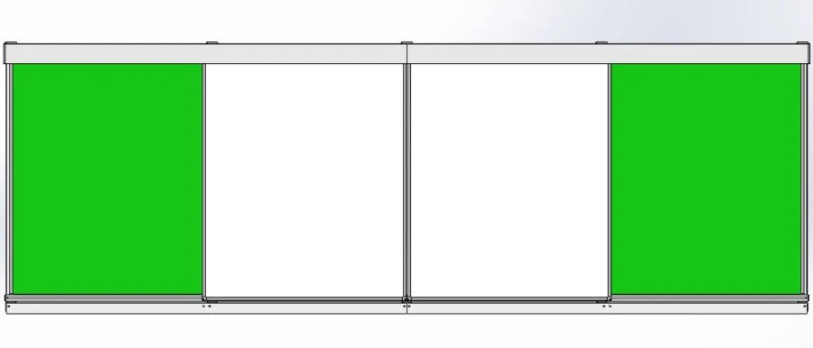 Rail system of sliding blackboards for magnetic marker and chalk boards "Standard"