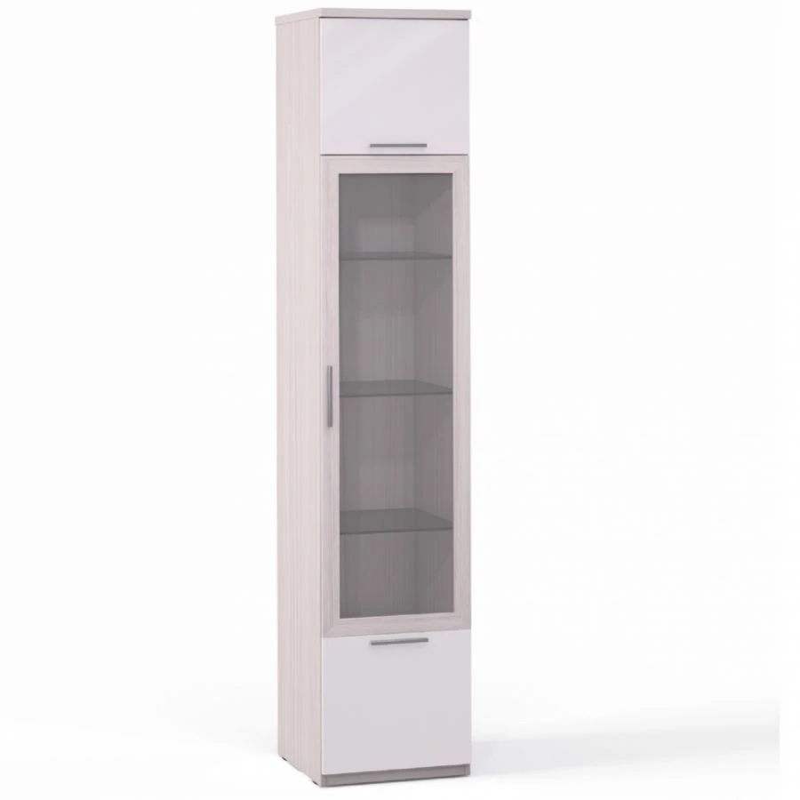 Rimini Ice F9A-01.CG/CM, Wardrobe, 1 door, 1 glass, 2 drawers. Shield., shelves glass. (from the set of modular furniture Rimini