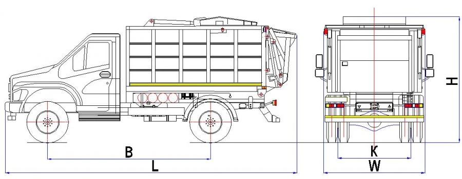 Rear-loading rubbish truck model MK-1540-G4 for removal