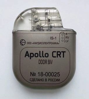 Electrocardiostimulator implantable type DDDR BiV "Apollo CRT" according to KASI.941514.022TU