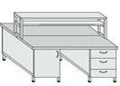 Laboratory island table on supporting bollards SFO-3