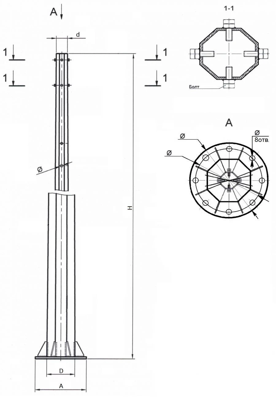 Flanged faceted power lighting support