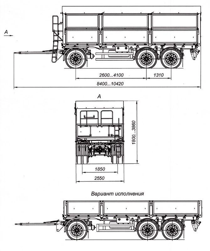 Tri-axle 8465-01 cargo trailer with axles PLANT 1202-2410002 with load capacity 12 tonnes