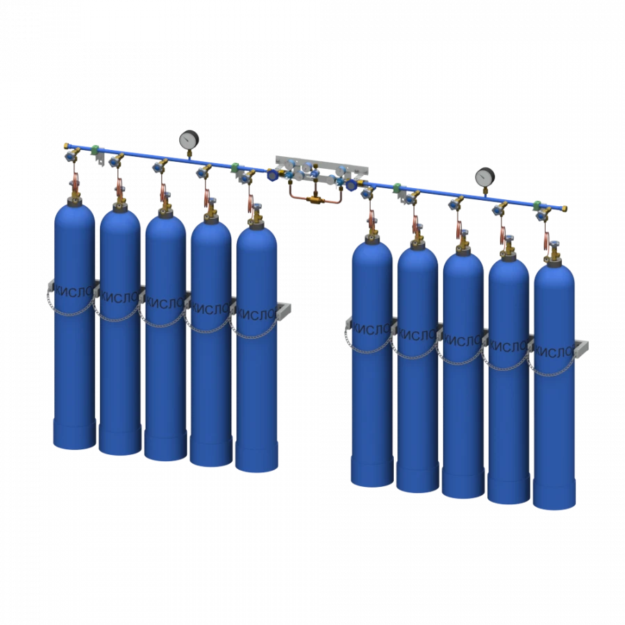 Automatic oxygen bypass ramp for ten cylinders RPAK-10