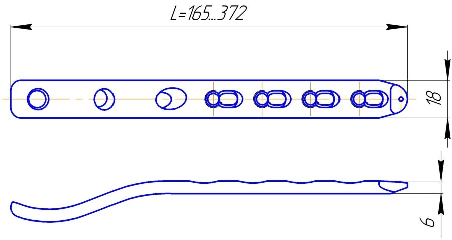 Femur plate with s/s (length 165...372mm)