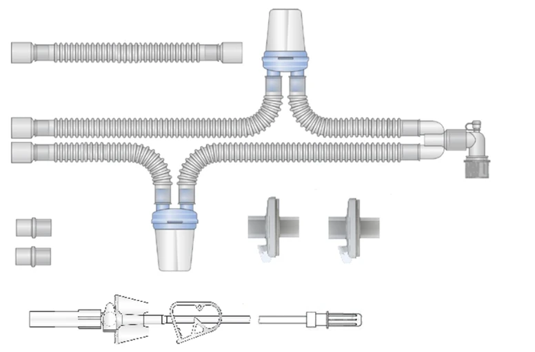 Respiratory devices for joint use with anaesthetic and resuscitation equipment, version: p