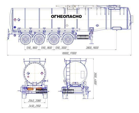 Semi-trailer-tanker PPCB4, type PPCT4, modification 96998-0000010-01 ( without pump). Aggregate axial AGOS-4-GT7-00.00.000 or o