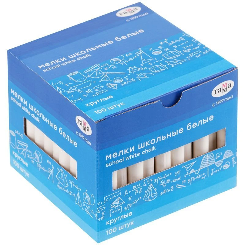 School crayons white 100 pieces, round shape