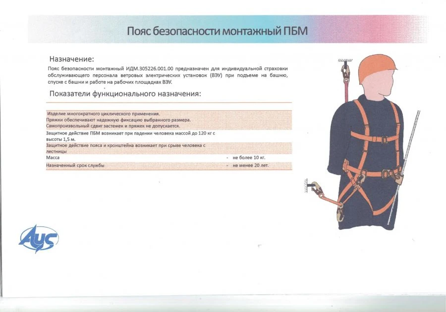 Mounting safety belt PBM