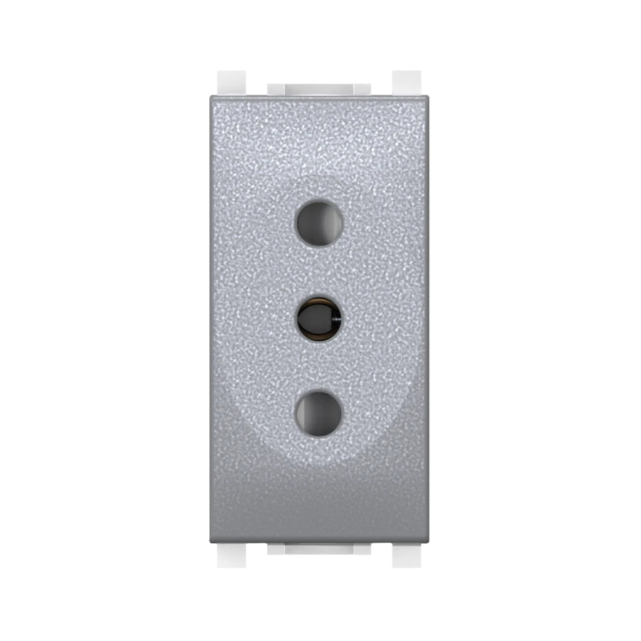 CADUCEUS ALING Experience flush-mounted socket outlet without grounding with blinds 10A, 250V~, 1M, silver, item no. 74121.S