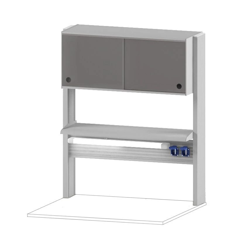 Technological shelving unit with cabinet 360 mm for wall table 900 TSPSh-36