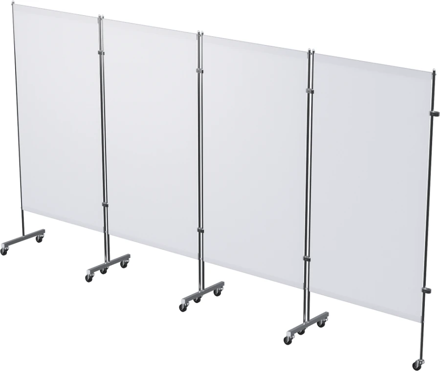?? - "???"(???-45301?) Medical screen of stainless steel, on wheels, four-sectional
